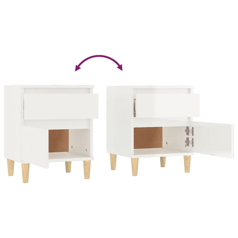 Bedside Cabinets 2 pcs High Gloss White 40x35x50 cm