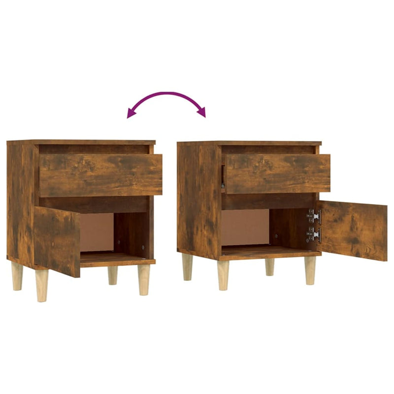 Bedside Cabinets 2 pcs Smoked Oak 40x35x50 cm