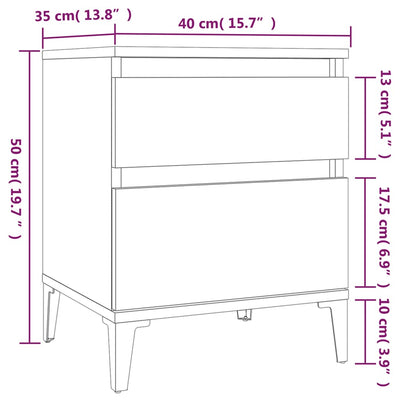 Bedside Cabinet White 40x35x50 cm