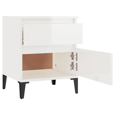 Bedside Cabinet High Gloss White 40x35x50 cm