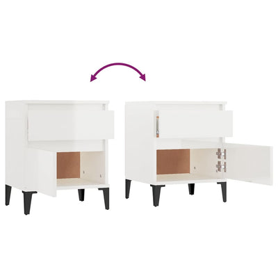 Bedside Cabinet High Gloss White 40x35x50 cm