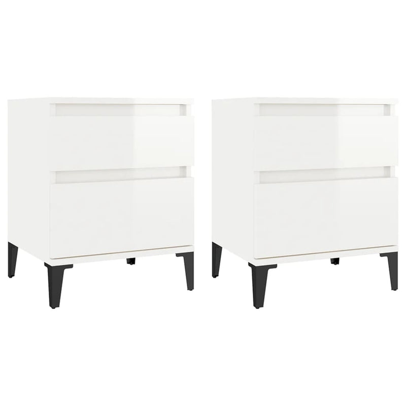 Bedside Cabinets 2 pcs High Gloss White 40x35x50 cm