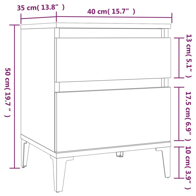 Bedside Cabinets 2 pcs High Gloss White 40x35x50 cm