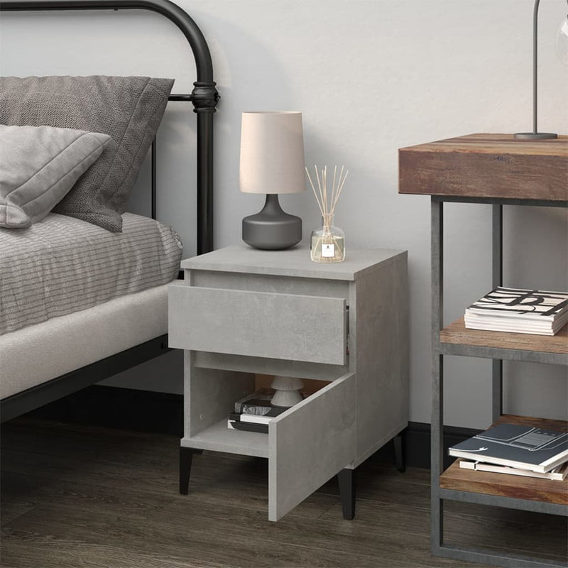 Bedside Cabinet Concrete Grey 40x35x50 cm