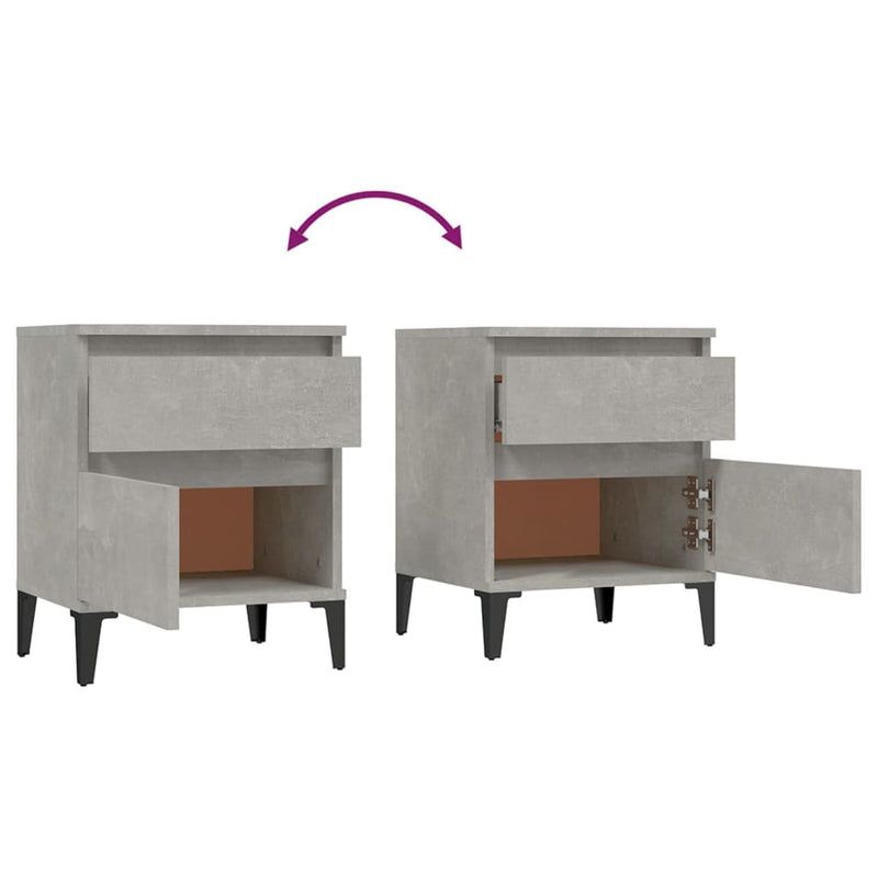 Bedside Cabinet Concrete Grey 40x35x50 cm