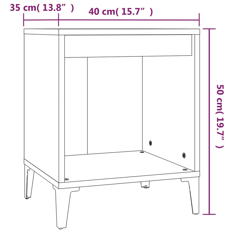 Bedside Cabinet White 40x35x50 cm