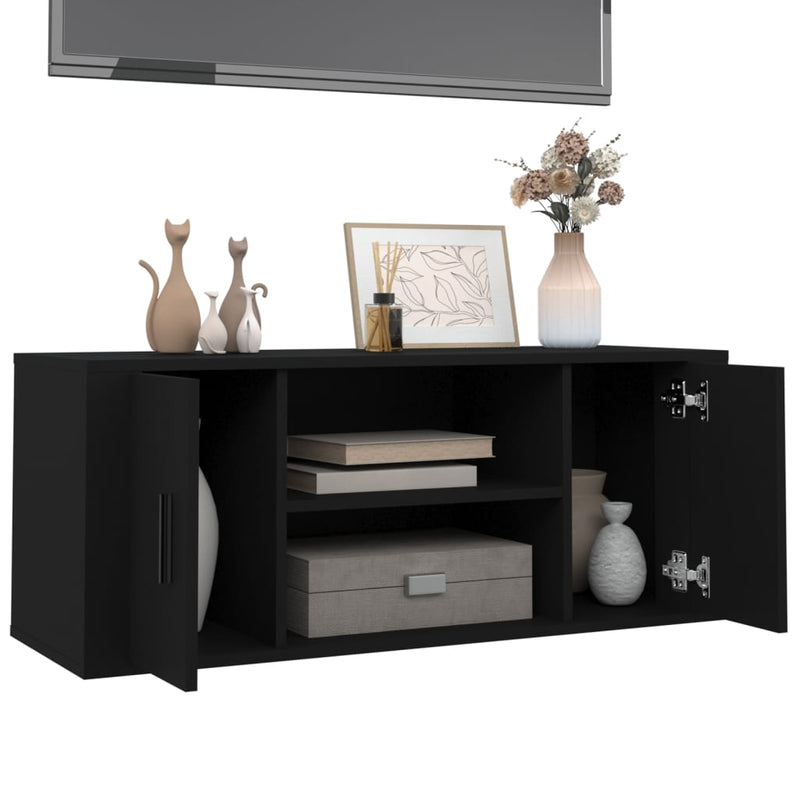 TV Cabinet Black 100x35x40 cm Engineered Wood