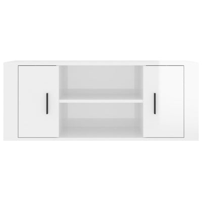 TV Cabinet High Gloss White 100x35x40 cm Engineered Wood