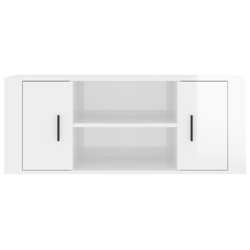 TV Cabinet High Gloss White 100x35x40 cm Engineered Wood