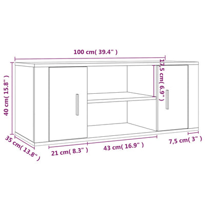 TV Cabinet Concrete Grey 100x35x40 cm Engineered Wood