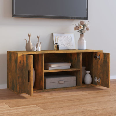 TV Cabinet Smoked Oak 100x35x40 cm Engineered Wood