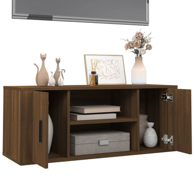 TV Cabinet Brown Oak 100x35x40 cm Engineered Wood