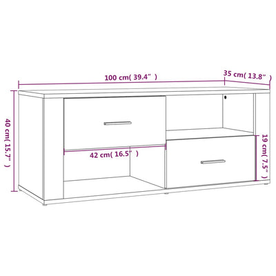 TV Cabinet High Gloss White 100x35x40 cm Engineered Wood