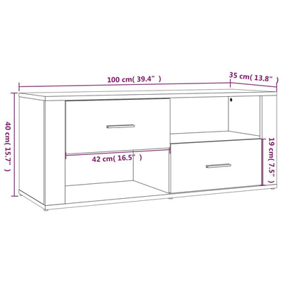 TV Cabinet Smoked Oak 100x35x40 cm Engineered Wood