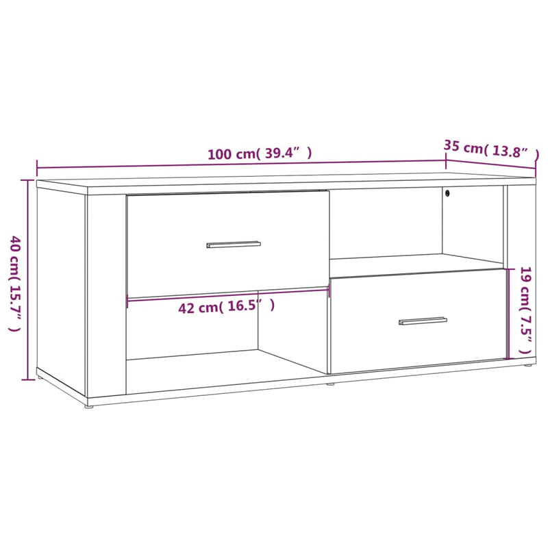 TV Cabinet Grey Sonoma 100x35x40 cm Engineered Wood