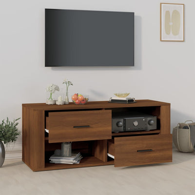 TV Cabinet Brown Oak 100x35x40 cm Engineered Wood