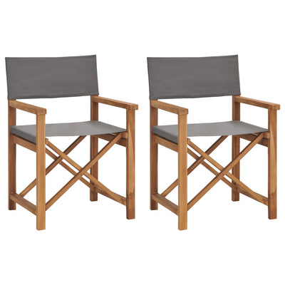 Director's Chairs 2 pcs Solid Wood Teak Grey