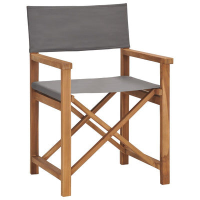 Director's Chairs 2 pcs Solid Wood Teak Grey