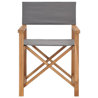 Director's Chairs 2 pcs Solid Wood Teak Grey