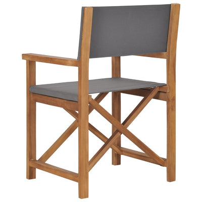 Director's Chairs 2 pcs Solid Wood Teak Grey