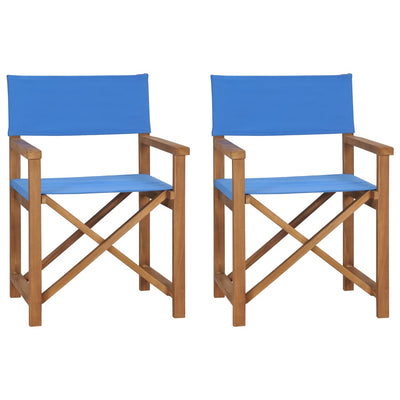 Director's Chairs 2 pcs Solid Wood Teak Blue