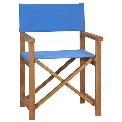 Director's Chairs 2 pcs Solid Wood Teak Blue