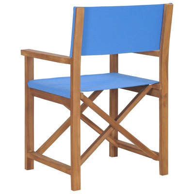 Director's Chairs 2 pcs Solid Wood Teak Blue