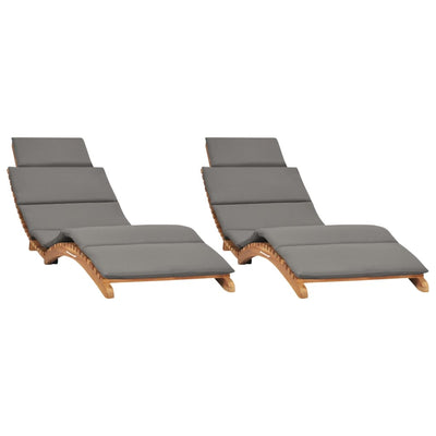 Sun Loungers 2 pcs with Cushions Solid Wood Teak