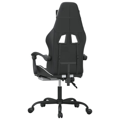 Gaming Chair with Footrest Black and White Faux Leather