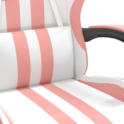 Gaming Chair with Footrest White and Pink Faux Leather