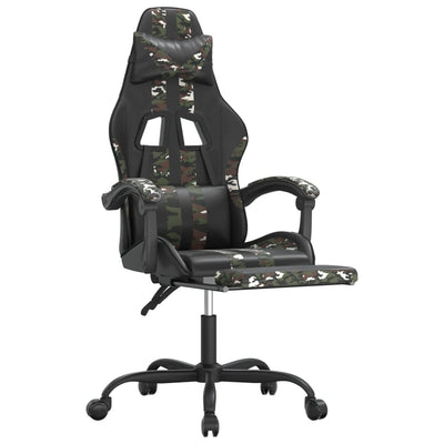 Gaming Chair with Footrest Black and Camouflage Faux Leather