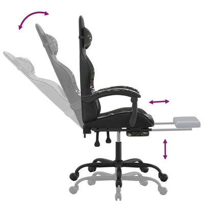 Gaming Chair with Footrest Black and Camouflage Faux Leather