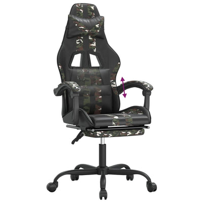 Gaming Chair with Footrest Black and Camouflage Faux Leather