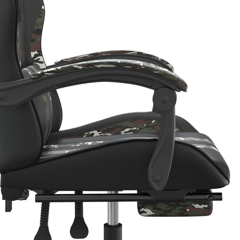 Gaming Chair with Footrest Black and Camouflage Faux Leather