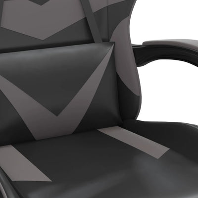 Gaming Chair with Footrest Black and Grey Faux Leather