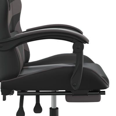 Gaming Chair with Footrest Black and Grey Faux Leather