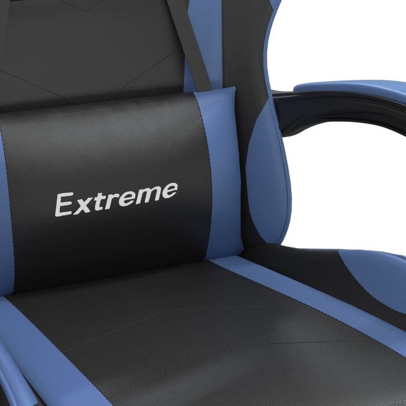 Gaming Chair with Footrest Black and Blue Faux Leather