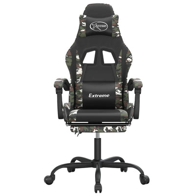 Gaming Chair with Footrest Black and Camouflage Faux Leather