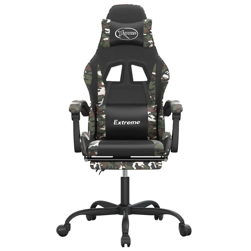 Gaming Chair with Footrest Black and Camouflage Faux Leather