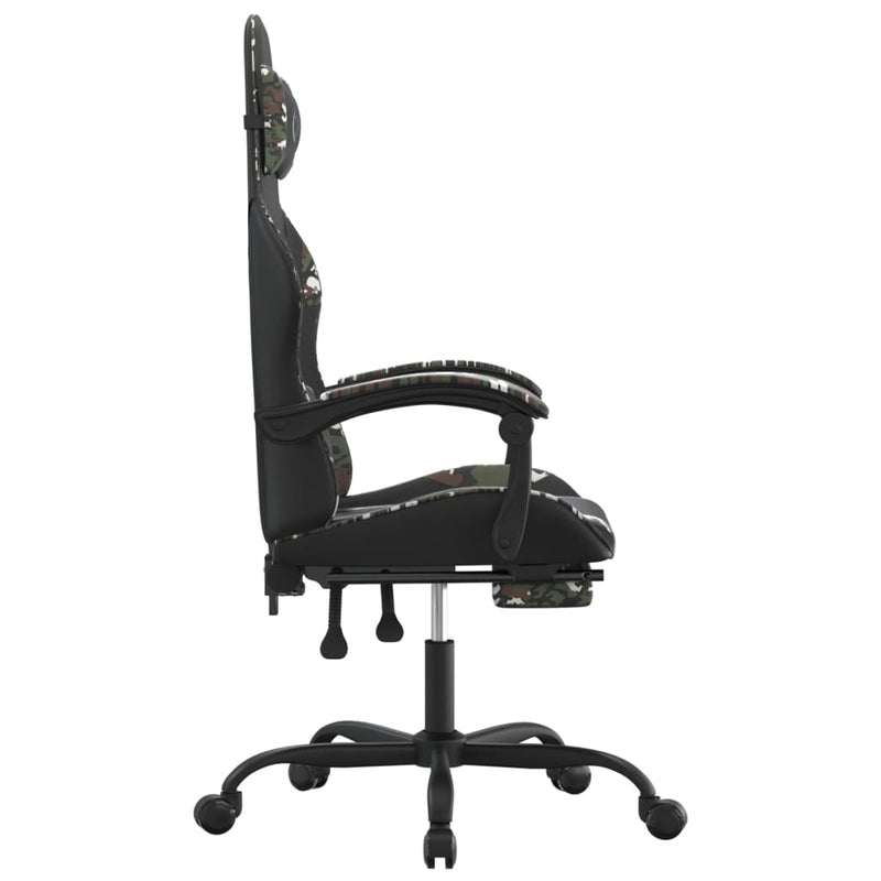 Gaming Chair with Footrest Black and Camouflage Faux Leather