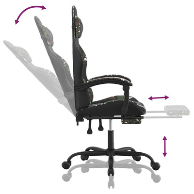 Gaming Chair with Footrest Black and Camouflage Faux Leather