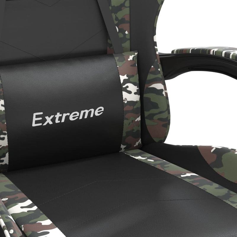 Gaming Chair with Footrest Black and Camouflage Faux Leather