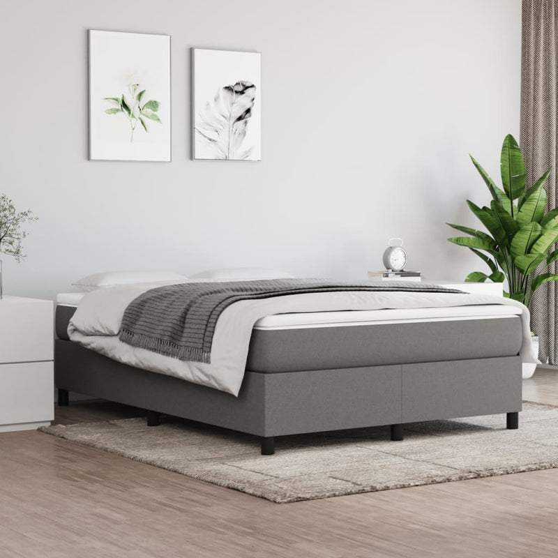 Bed Frame without Mattress Dark Grey Double Fabric