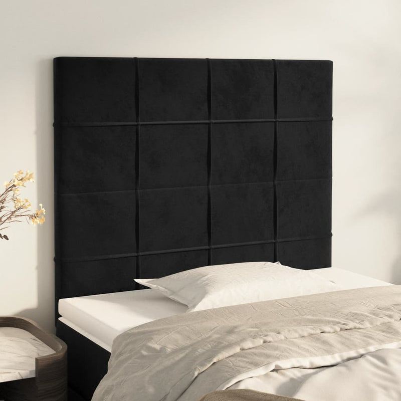 Headboards 2 pcs Black 100x5x78/88 cm Velvet