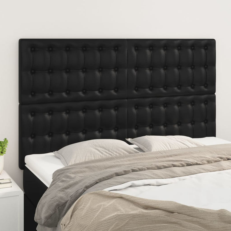 Headboards 4 pcs Black 72x5x78/88 cm Faux Leather