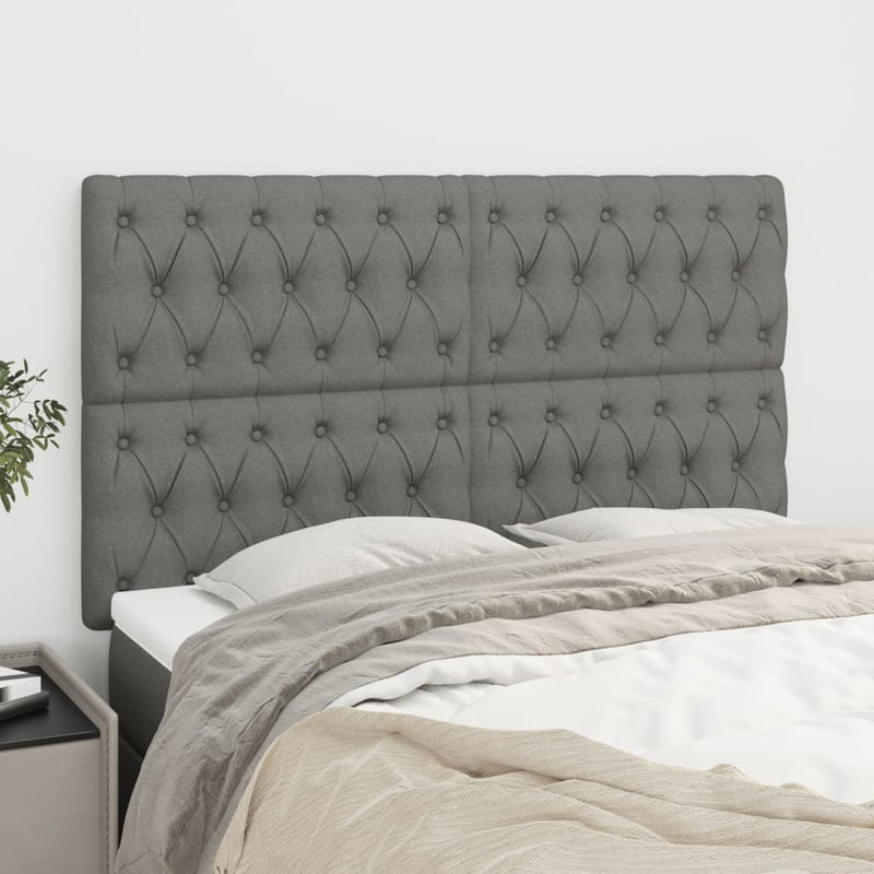 Headboards 4 pcs Dark Grey 80 cm Fabric