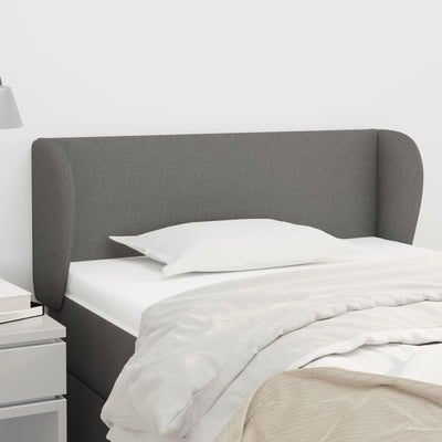 Headboard with Ears Dark Grey 103 cm Fabric