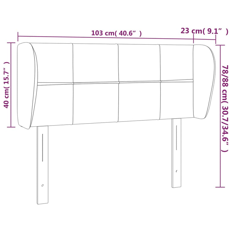 Headboard with Ears Dark Grey 103x23x78/88 cm Fabric