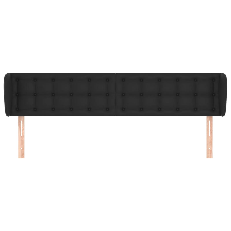 Headboard with Ears Black 163 cm Faux Leather