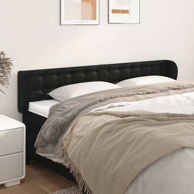 Headboard with Ears Black 163 cm Faux Leather